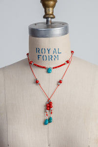 Zulu Necklace Red and Turquoise