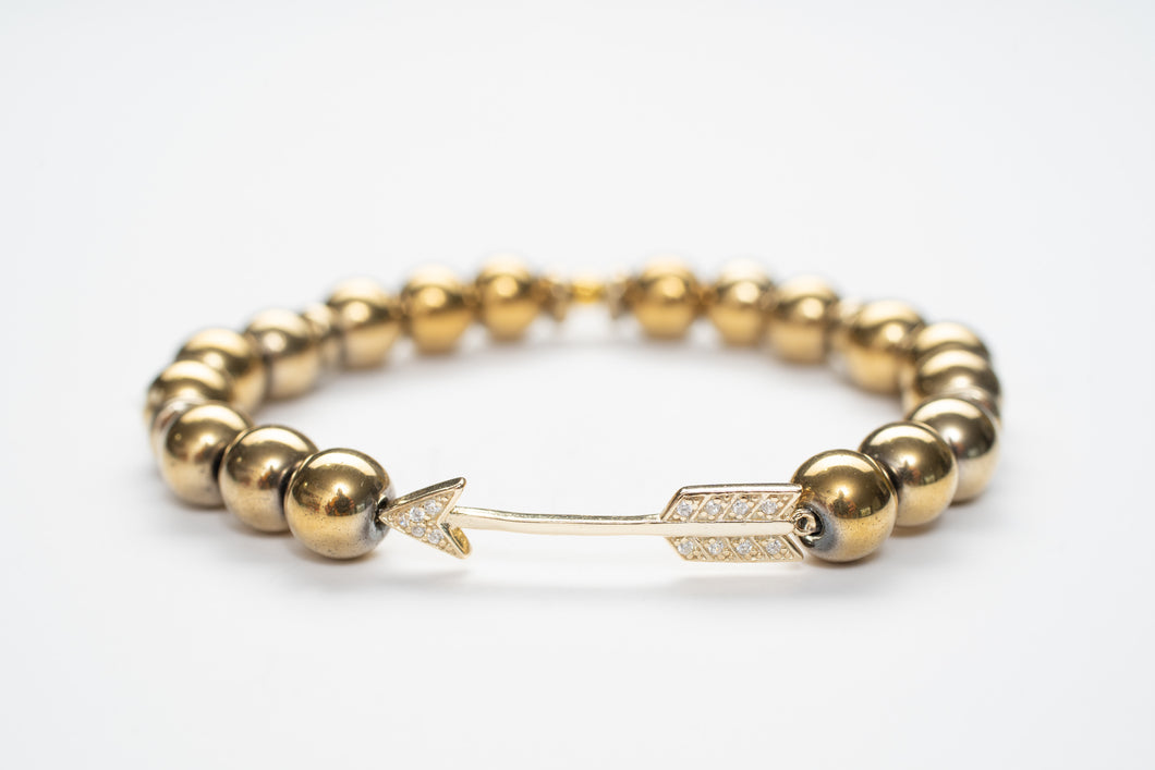 H. Silver Arrow Hematite Bracelet/Gold Tone